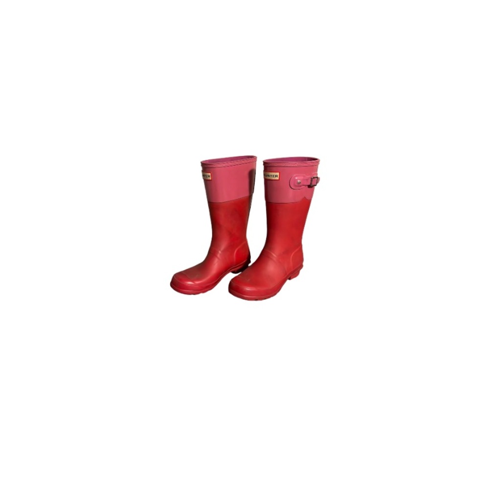 Hunter Red and Pink Rubber Boots - Girl’s Size 4